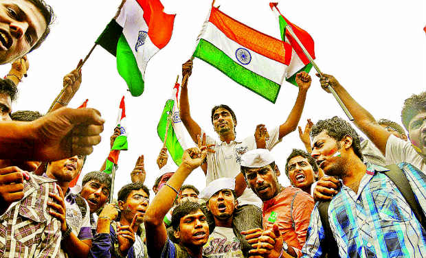 AAP volunteers celebrating in Bangalore - DC AAP volunteers celebrating in Bangalore - DC